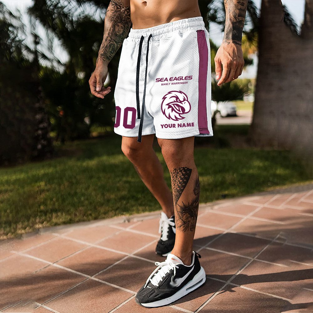 Manly Warringah Sea Eagles Custom Name And Number Short Pants Gift For Fans Manly Warringah Sea Eagles Custom Name And Number Short Pants Gift For Fans