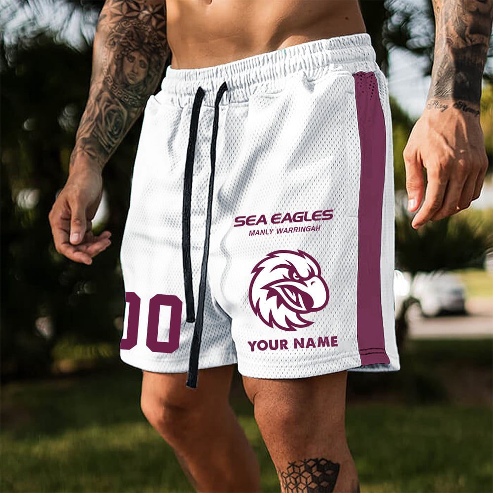 Manly Warringah Sea Eagles Custom Name And Number Short Pants Gift For Fans Manly Warringah Sea Eagles Custom Name And Number Short Pants Gift For Fans
