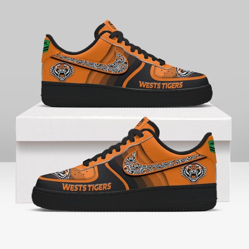 Wests Tigers Sports Air Force 1 Sneakers Shoes For Men And Women Wests Tigers Sports Air Force 1 Sneakers Shoes For Men And Women