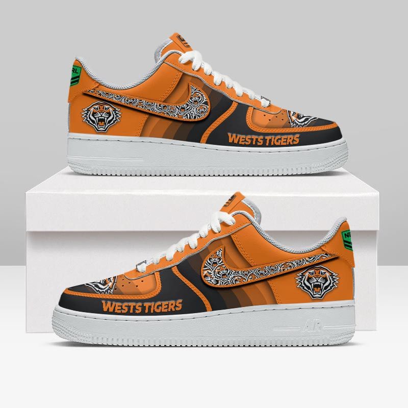Wests Tigers Sports Air Force 1 Sneakers Shoes For Men And Women Wests Tigers Sports Air Force 1 Sneakers Shoes For Men And Women