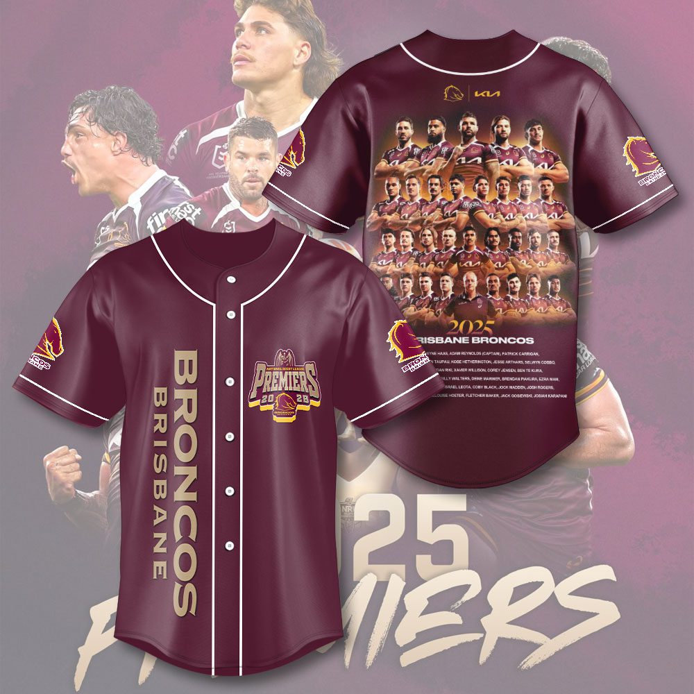 Brisbane Broncos 2025 Premiership 3D Apparel Baseball Jersey Brisbane Broncos 2025 Premiership 3D Apparel Baseball Jersey