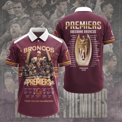 Brisbane Broncos 2025 Premiership 3D Apparel POLO