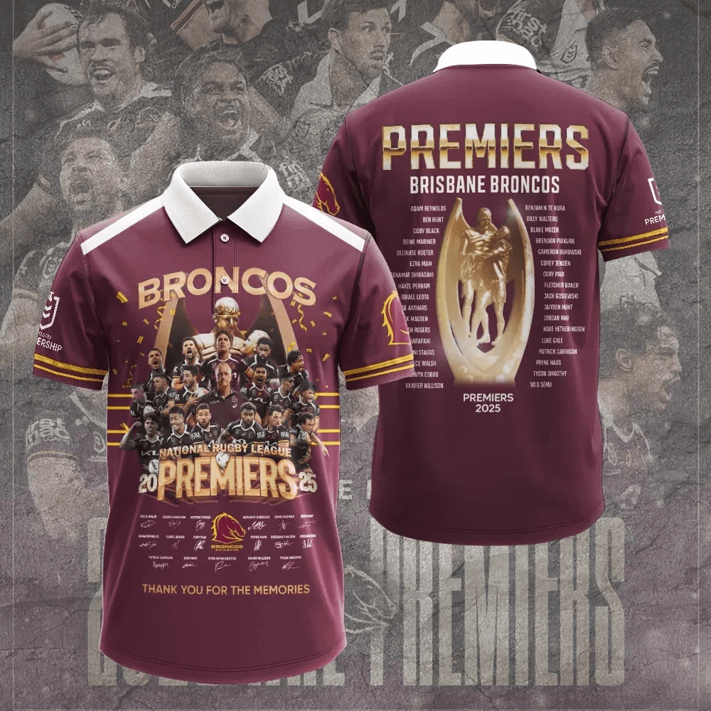 Brisbane Broncos 2025 Premiership 3D Apparel POLO Brisbane Broncos 2025 Premiership 3D Apparel POLO