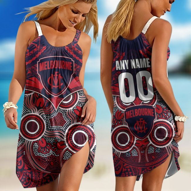 Personalized  Fremantle Dockers AFL Special Indigenous Mix Polynesian  Sleeveless Summer Beach Sundress for Women
