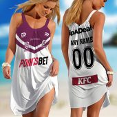Personalized NRL Dolphins Home Mix Away Kits Sleeveless Summer Beach Sundress for Women