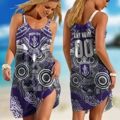 Personalized  Fremantle Dockers AFL Special Indigenous Mix Polynesian  Sleeveless Summer Beach Sundress for Women