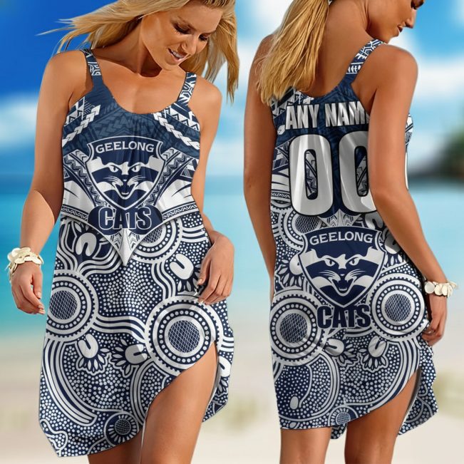 Personalized  Fremantle Dockers AFL Special Indigenous Mix Polynesian  Sleeveless Summer Beach Sundress for Women