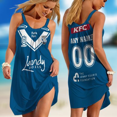 Personalized NRL Dolphins Home Mix Away Kits Sleeveless Summer Beach Sundress for Women