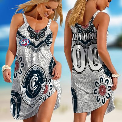 Personalized  West Coast Eagles AFL Special Indigenous Sleeveless Summer Beach Sundress for Women