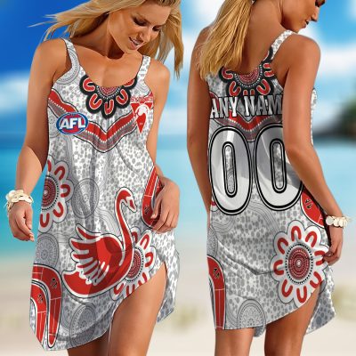 Personalized  West Coast Eagles AFL Special Indigenous Sleeveless Summer Beach Sundress for Women