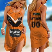 Personalized NRL Newcastle Knights 2024 Away Sleeveless Summer Beach Sundress for Women