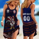 Personalized NRL Cronulla-Sutherland Sharks Special Indigenous Design 2023 Sleeveless Summer Beach Sundress for Women