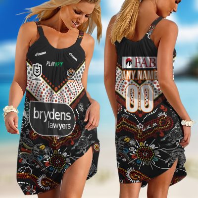 Personalized NRL Wests Tigers Classic Sleeveless Summer Beach Sundress for Women