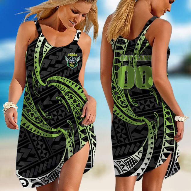 Personalized  North Queensland Cowboys NRL Special Polynesian Design Sleeveless Summer Beach Sundress for Women