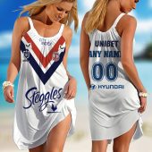 Personalized NRL Newcastle Knights 2024 Away Sleeveless Summer Beach Sundress for Women