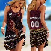 Personalized NRL Cronulla-Sutherland Sharks Special Indigenous Design 2023 Sleeveless Summer Beach Sundress for Women