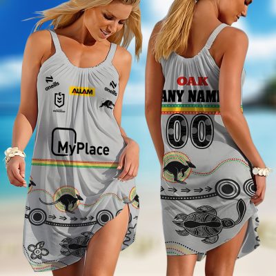 Personalized NRL Newcastle Knights 2024 Away Sleeveless Summer Beach Sundress for Women