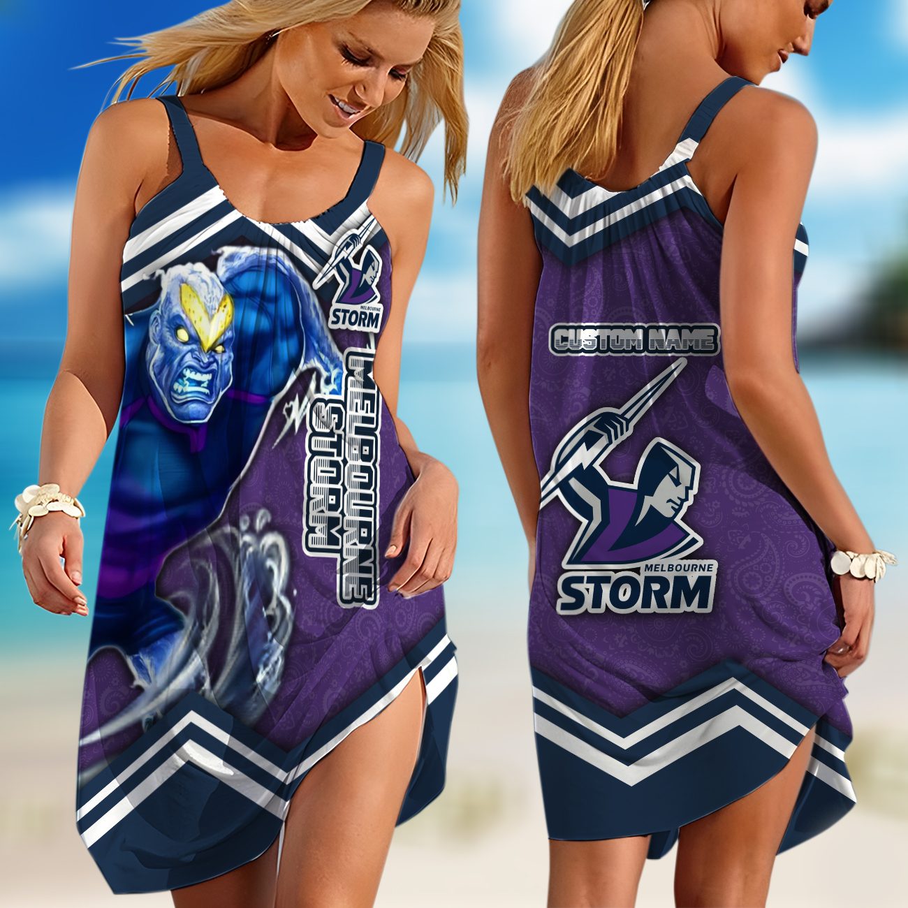 Personalized NRL Manly Warringah Sea Eagles Mascot Tgiac Sleeveless Summer Beach Sundress for Women Personalized NRL Manly Warringah Sea Eagles Mascot Tgiac Sleeveless Summer Beach Sundress for Women