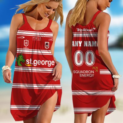 Personalized NRL Newcastle Knights 2024 Away Sleeveless Summer Beach Sundress for Women