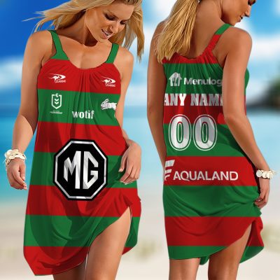 Personalized NRL Newcastle Knights 2024 Away Sleeveless Summer Beach Sundress for Women