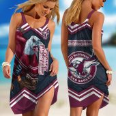 Personalized NRL Manly Warringah Sea Eagles Mascot Tgiac Sleeveless Summer Beach Sundress for Women