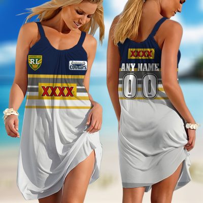 Personalized  NRL Melbourne Storm Retro 1990 Sleeveless Summer Beach Sundress for Women