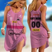 Personalized NRL Newcastle Knights 2024 Away Sleeveless Summer Beach Sundress for Women