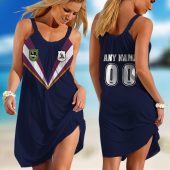 Personalized  NRL Melbourne Storm Retro 1990 Sleeveless Summer Beach Sundress for Women