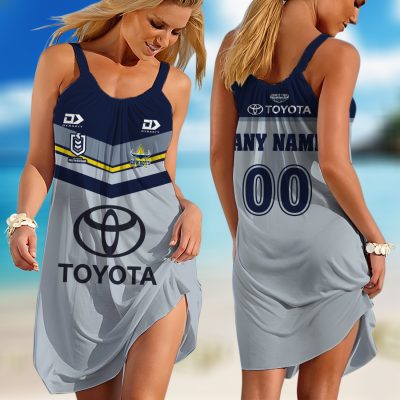 Personalized NRL Newcastle Knights 2024 Away Sleeveless Summer Beach Sundress for Women