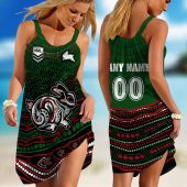 Personalized NRL Cronulla-Sutherland Sharks Special Indigenous Design 2023 Sleeveless Summer Beach Sundress for Women