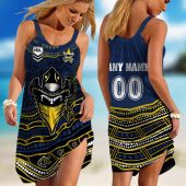 Personalized NRL Cronulla-Sutherland Sharks Special Indigenous Design 2023 Sleeveless Summer Beach Sundress for Women