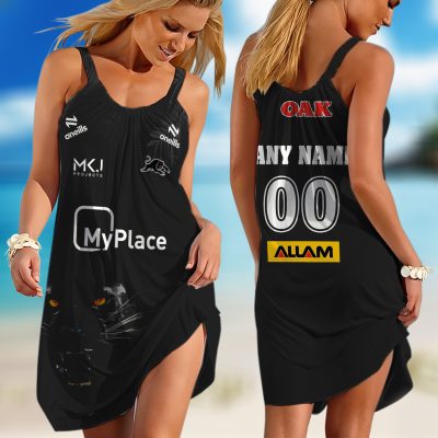 Personalized NRL Newcastle Knights 2024 Away Sleeveless Summer Beach Sundress for Women
