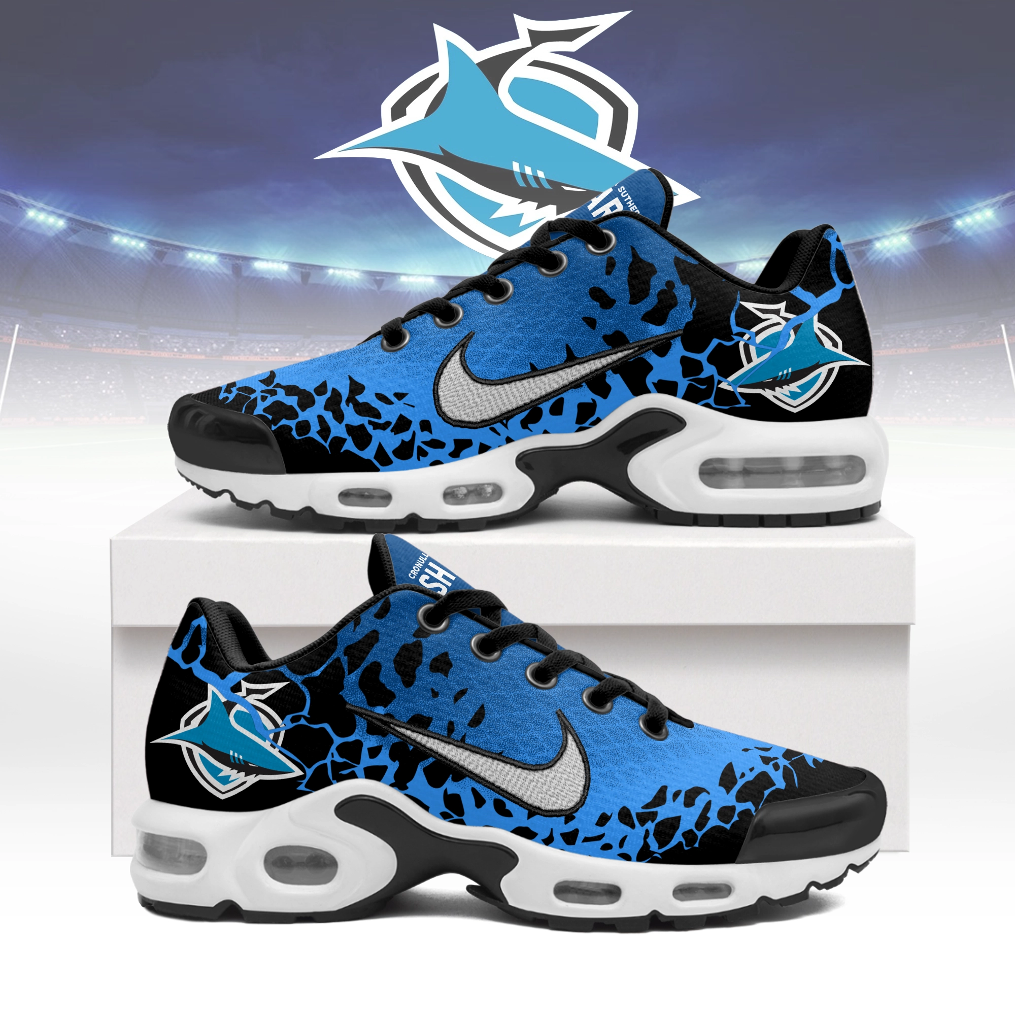 Cronulla-Sutherland Sharks Sports Air Max Plus Sneakers For Men And Women Cronulla-Sutherland Sharks Sports Air Max Plus Sneakers For Men And Women