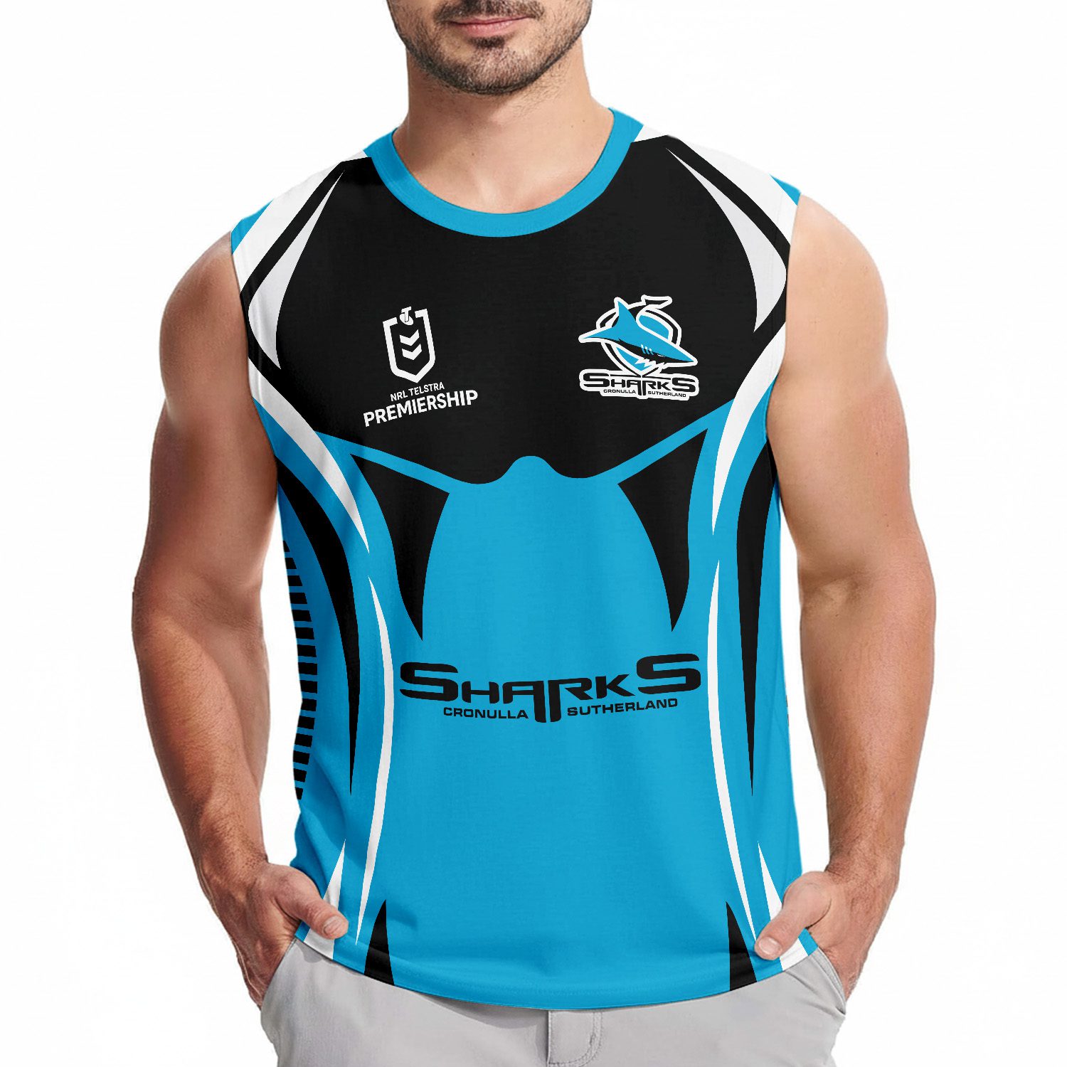 Cronulla-Sutherland Sharks Personalized Tank Top Gift For Fans Cronulla-Sutherland Sharks Personalized Tank Top Gift For Fans