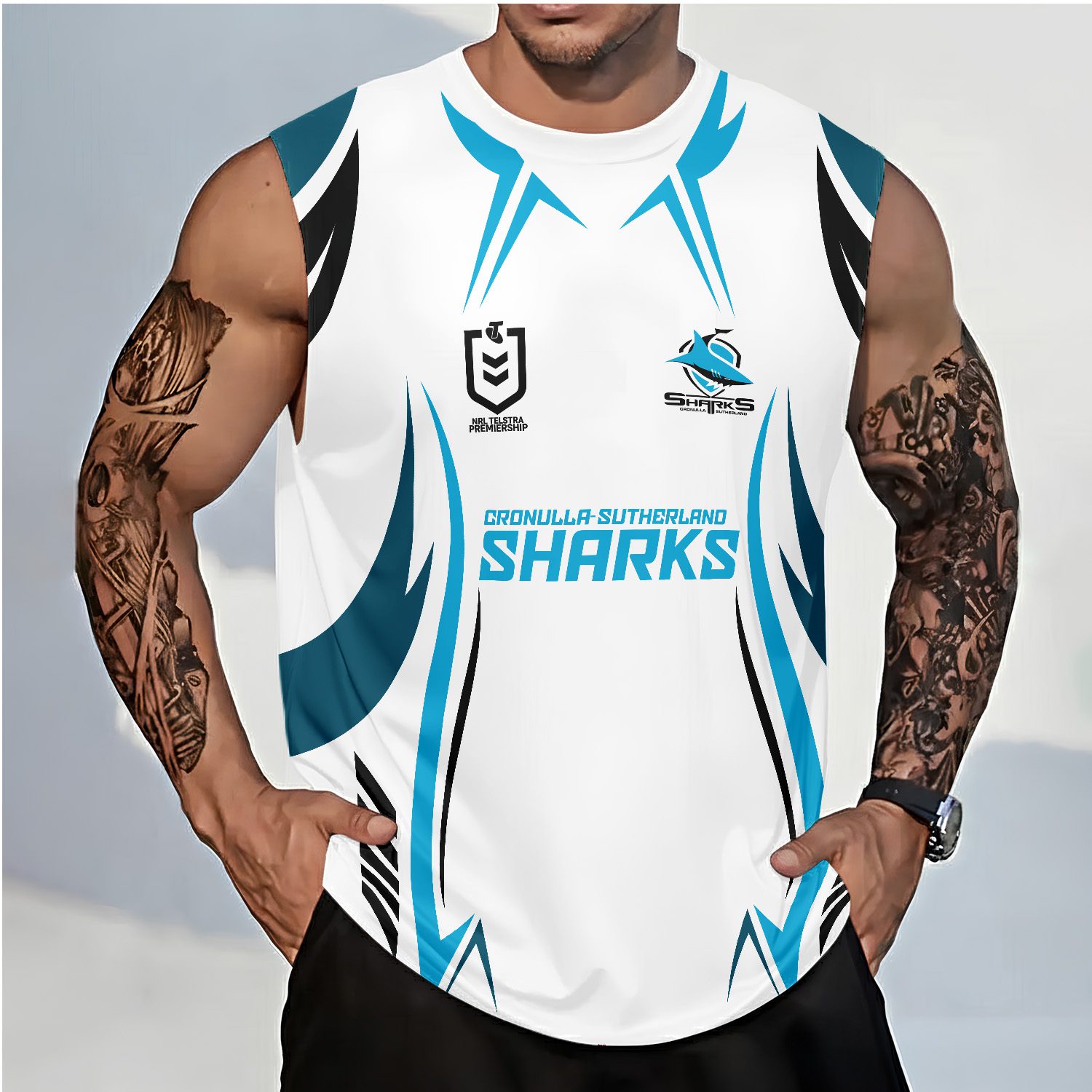 Cronulla-Sutherland Sharks Personalized Tank Top Gift For Fans Cronulla-Sutherland Sharks Personalized Tank Top Gift For Fans