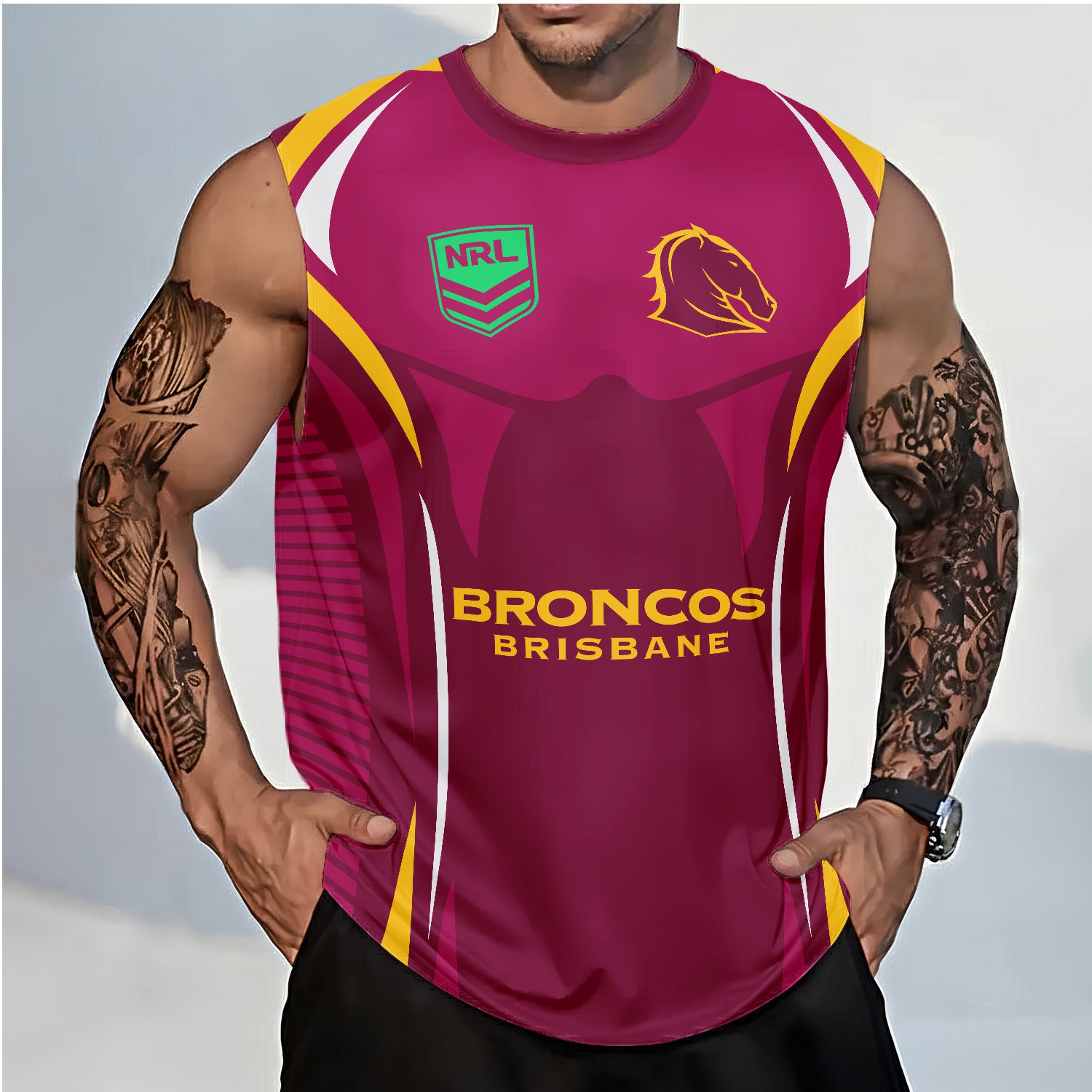 NRL Brisbane Broncos Personalized Tank Top Gift For Fans NRL Brisbane Broncos Personalized Tank Top Gift For Fans