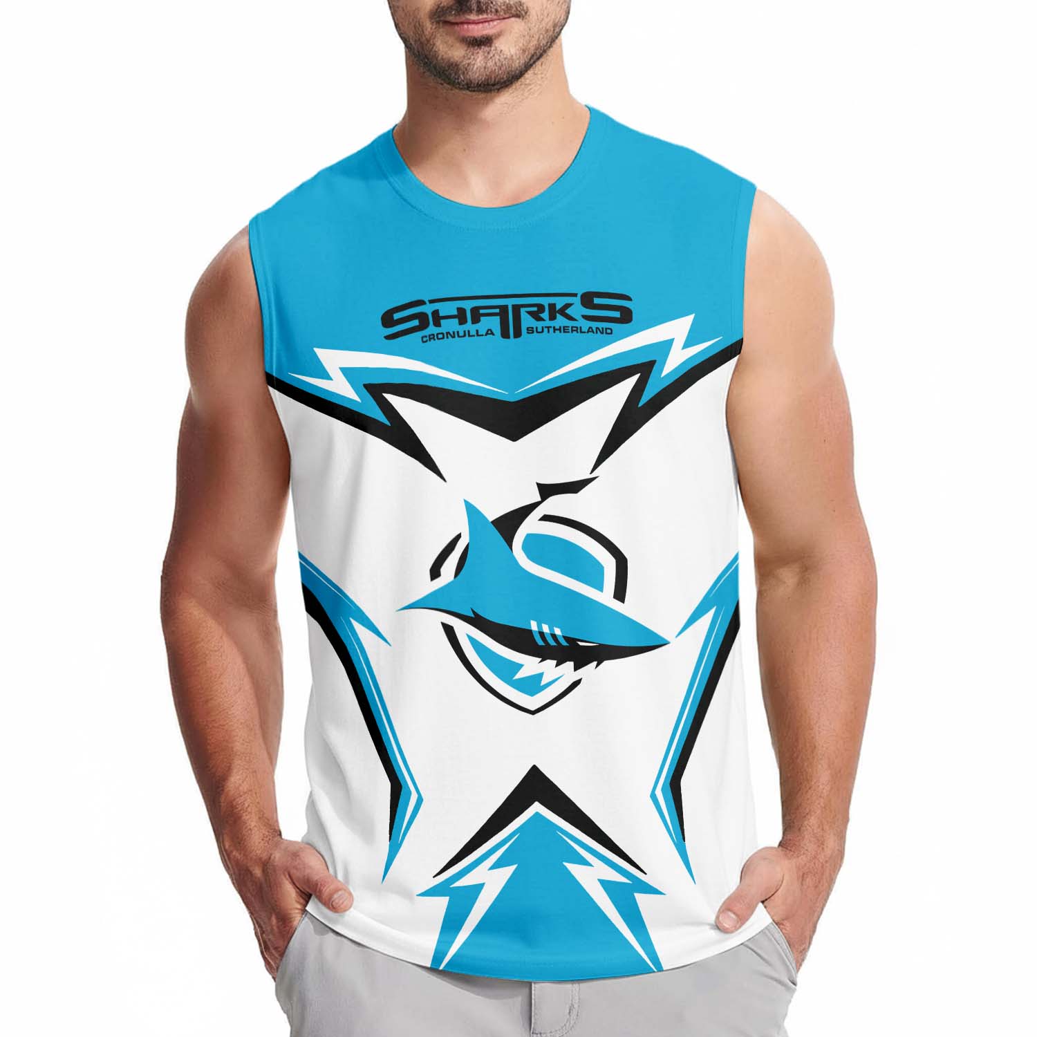 Cronulla-Sutherland Sharks Personalized Tank Top Gift For Fans Cronulla-Sutherland Sharks Personalized Tank Top Gift For Fans