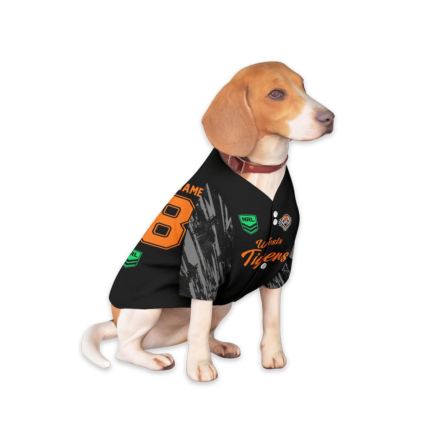 NRL Wests Tigers Personalized Pet Baseball Jersey Gift For Fans NRL Wests Tigers Personalized Pet Baseball Jersey Gift For Fans