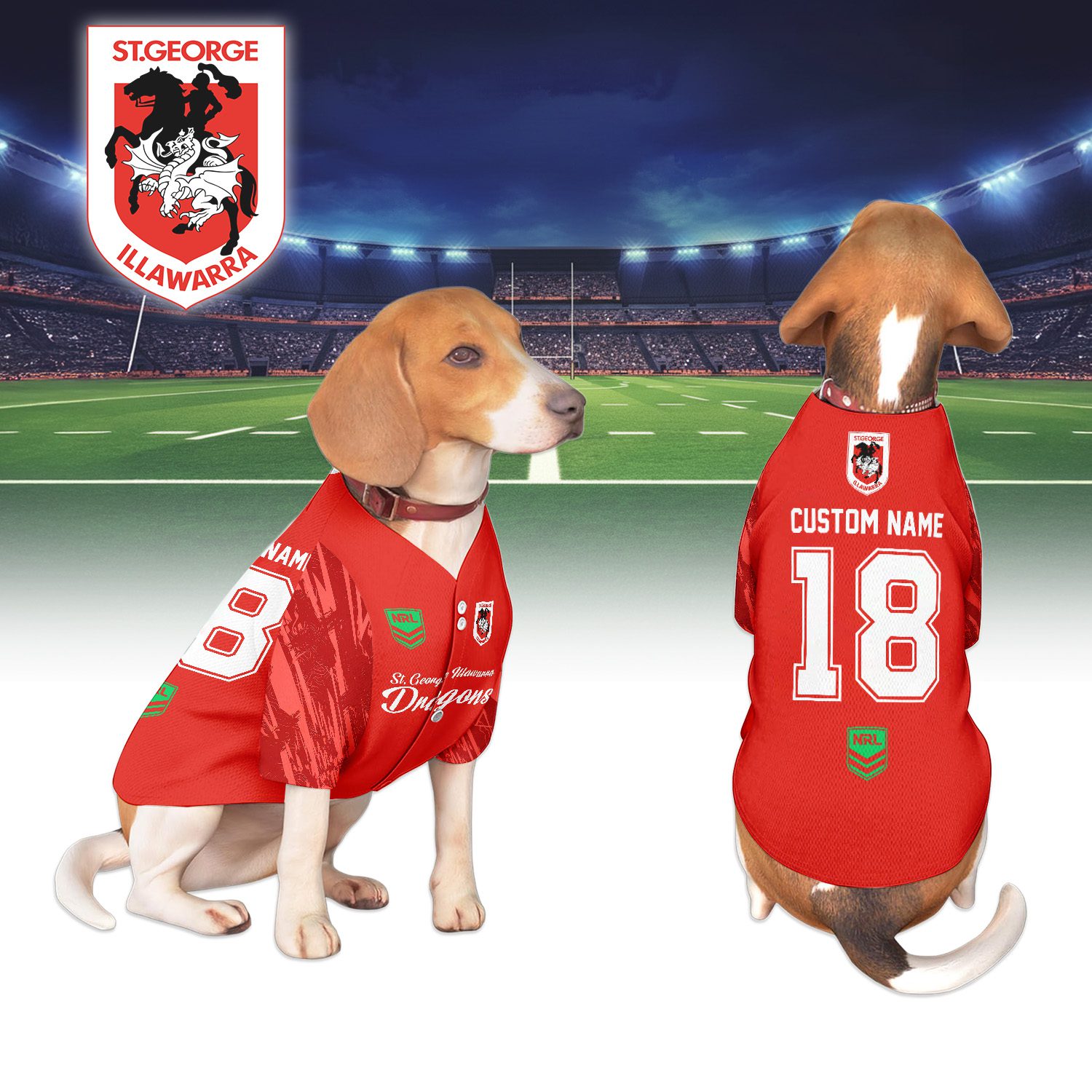 St. George Illawarra Dragons Personalized Pet Baseball Jersey Gift For Fans St. George Illawarra Dragons Personalized Pet Baseball Jersey Gift For Fans
