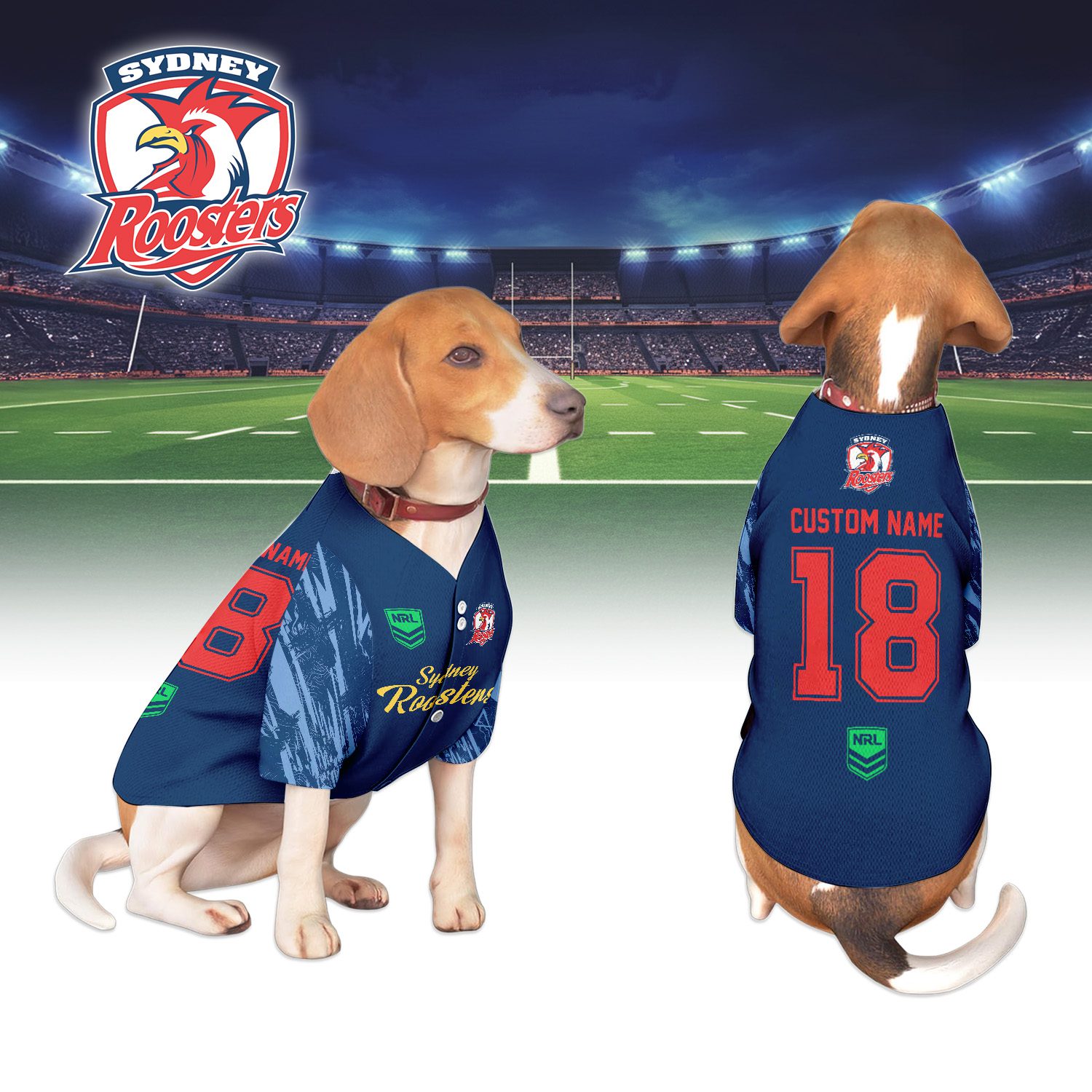 Sydney Roosters Personalized Pet Baseball Jersey Gift For Fans Sydney Roosters Personalized Pet Baseball Jersey Gift For Fans