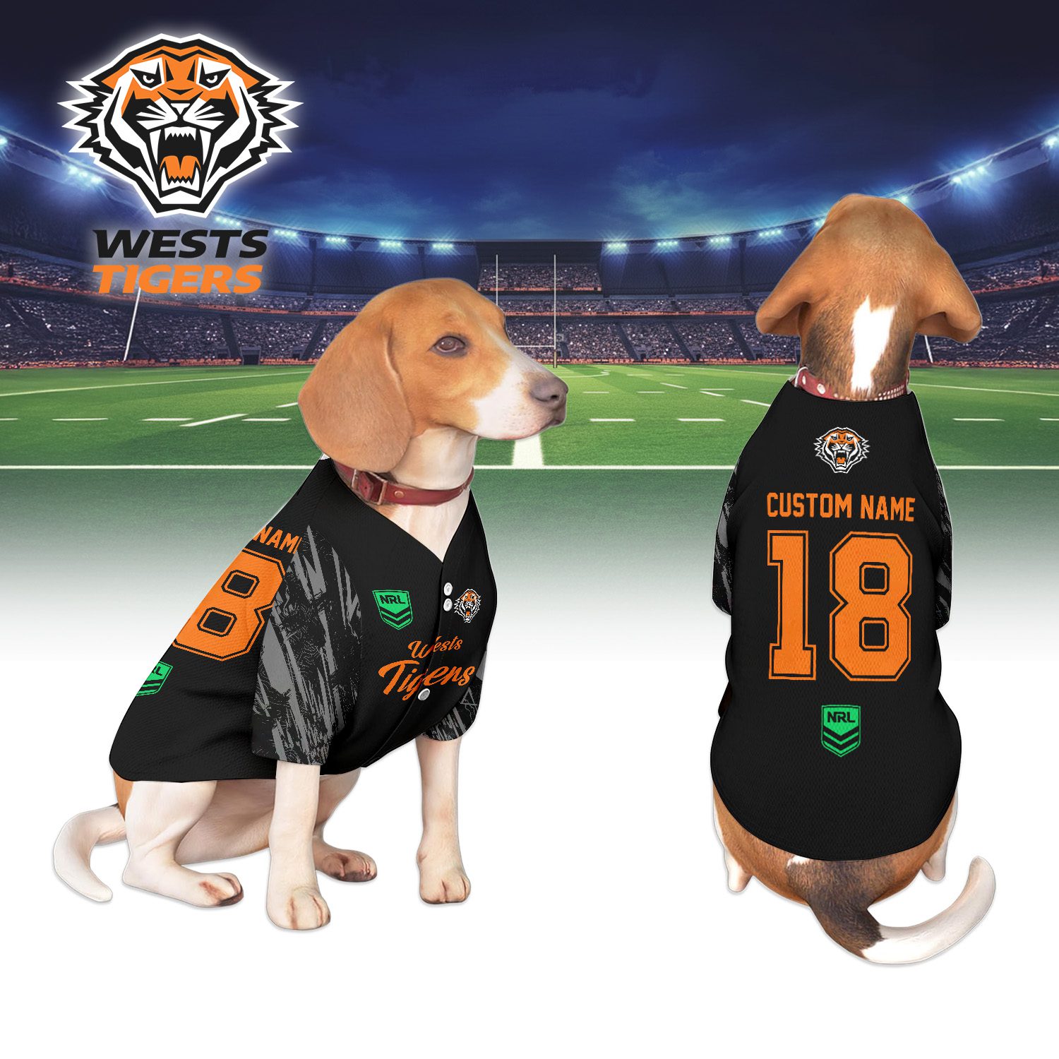 NRL Wests Tigers Personalized Pet Baseball Jersey Gift For Fans NRL Wests Tigers Personalized Pet Baseball Jersey Gift For Fans