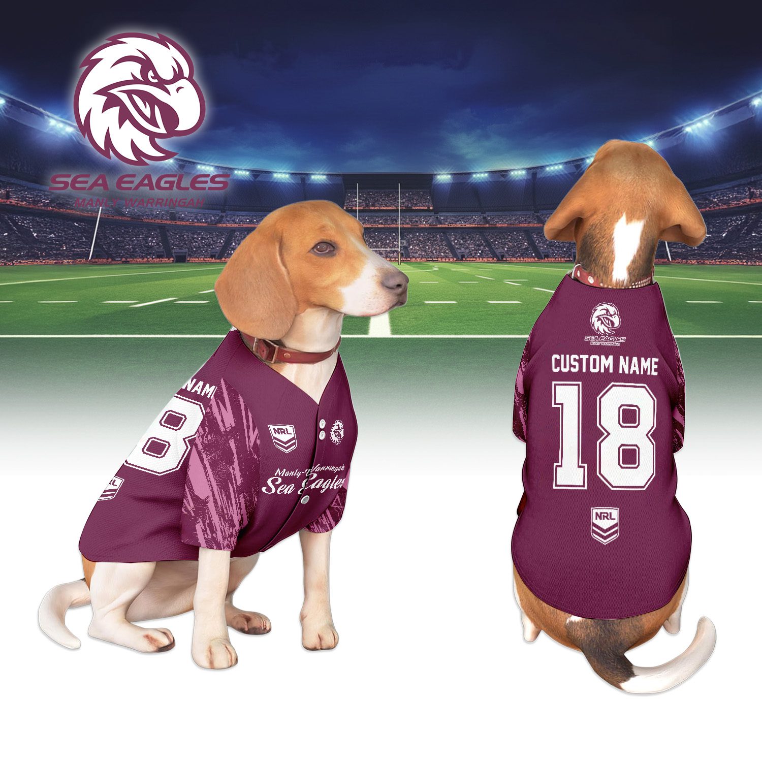 Manly Warringah Sea Eagles Personalized Pet Baseball Jersey Gift For Fans Manly Warringah Sea Eagles Personalized Pet Baseball Jersey Gift For Fans