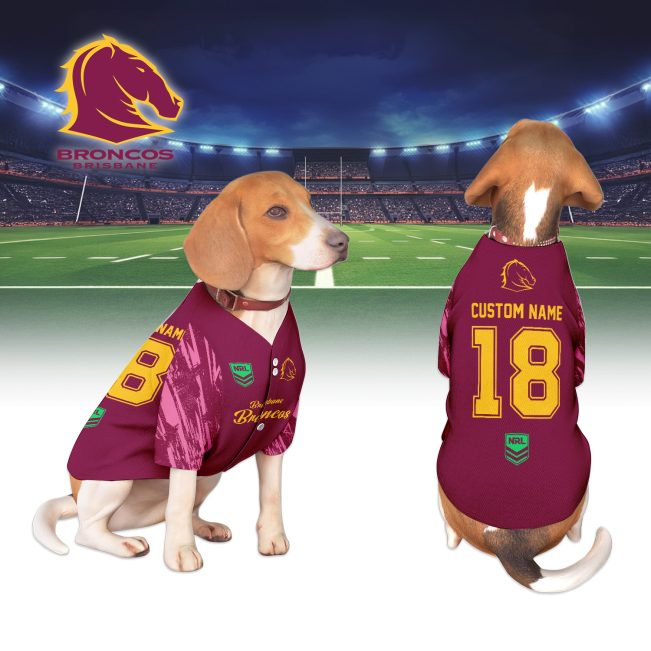 NRL Brisbane Broncos Personalized Pet Baseball Jersey Gift For Fans
