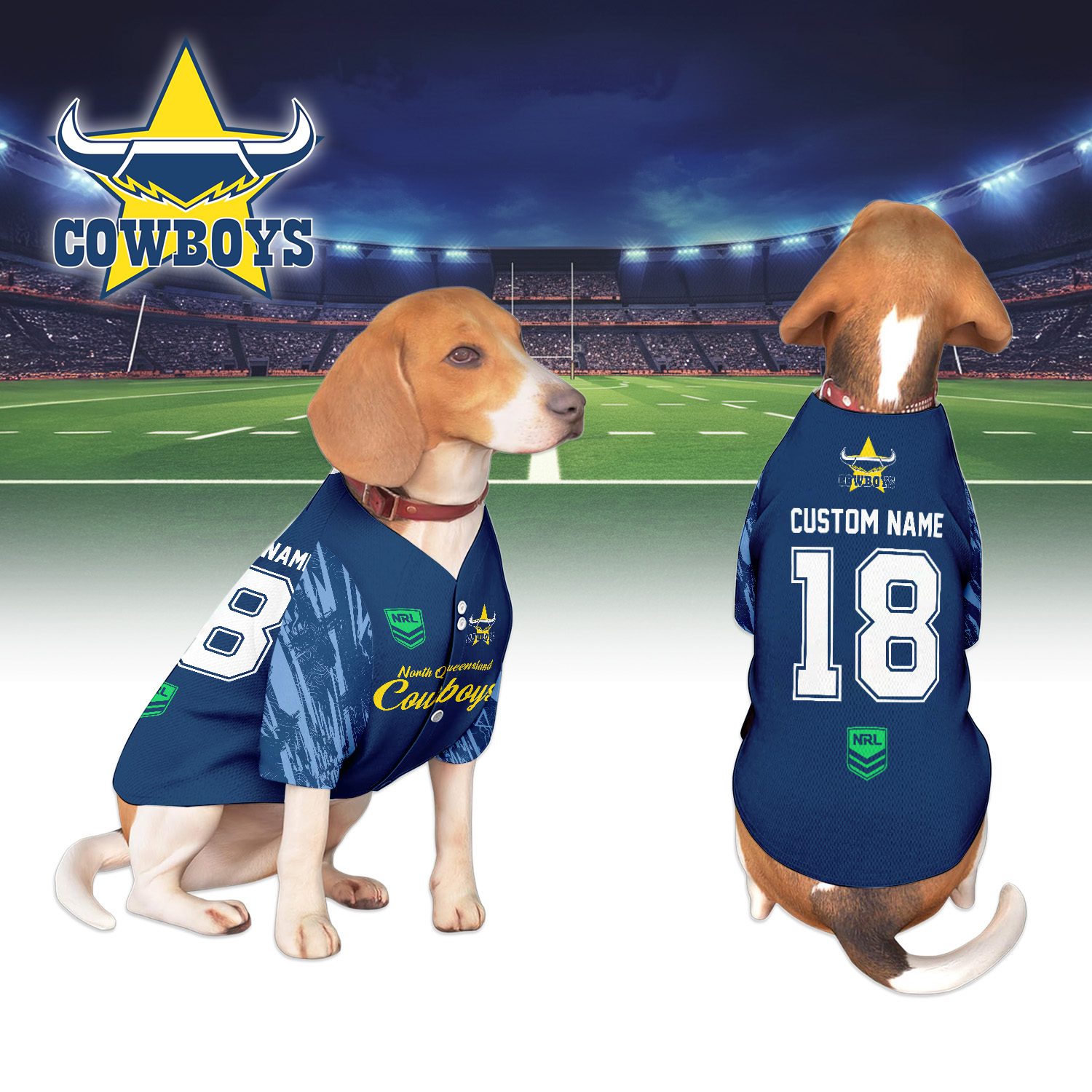 North Queensland Cowboys Personalized Pet Baseball Jersey Gift For Fans North Queensland Cowboys Personalized Pet Baseball Jersey Gift For Fans