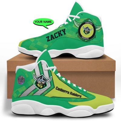 NRL Canberra Raiders Custom Name Green Air Jordan 13 Shoes