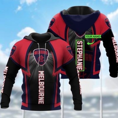 AFL Melbourne Demons Custom Name Red Black Pullover Hoodie