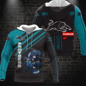 NRL Penrith Panthers Custom Name Black Blue Mascot Pullover Hoodie V15