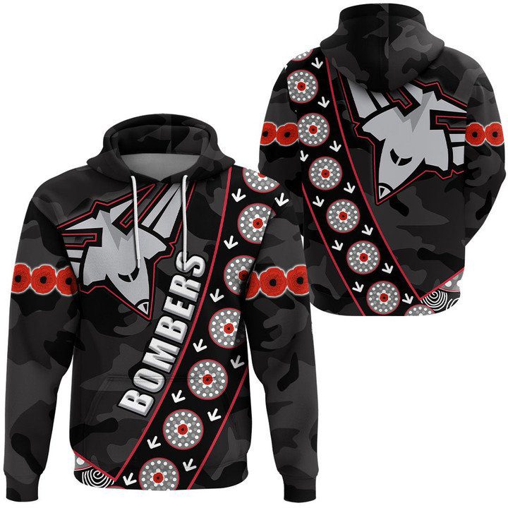 AFL Essendon Bombers ANZAC Black Style Pullover Hoodie AFL Essendon Bombers ANZAC Black Style Pullover Hoodie