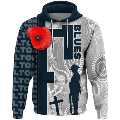 AFL Carlton Blues Custom Name ANZAC Day Pullover Hoodie