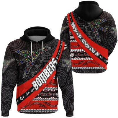 AFL Essendon Bombers Indigenous Black Style Pullover Hoodie
